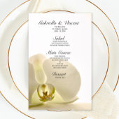 Orchid Flower on White Wedding Menu