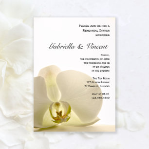 Orchid Flower on White Wedding Rehearsal Dinner Kaart