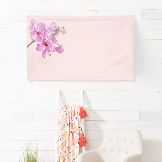 Orchid flower op roze pastelachtergrond spandoek (Insitu)