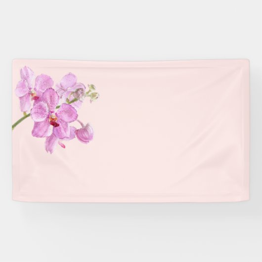 Orchid flower op roze pastelachtergrond spandoek (Horizontaal)