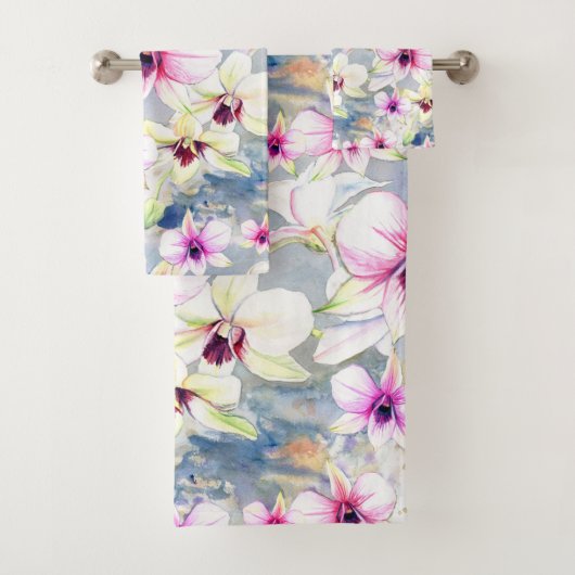 Orchid Flower Paars Hawaiian Bath Bad Handdoek (Insitu)