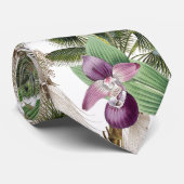 Orchid Flower Palm Trees Tropical Island Stropdas (Opgerold)