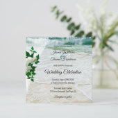 Orchid Flowers Beach with Lace Destination Wedding Kaart (Staand voorkant)