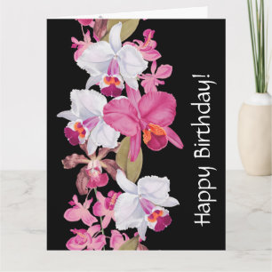 Orchid Flowers Floral Birthday Big Wenskaart Kaart