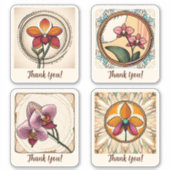 Orchid Flowers Groovy Retro Aangepast Sticker (Voorkant)