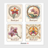 Orchid Flowers Groovy Retro Aangepast Sticker (Vel)