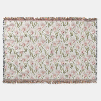 Orchid Flowers Pastel Blush Floral Throw Blanket Deken