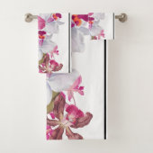  Orchid Flowers Striped Bath Towel Set Bad Handdoek (Insitu)