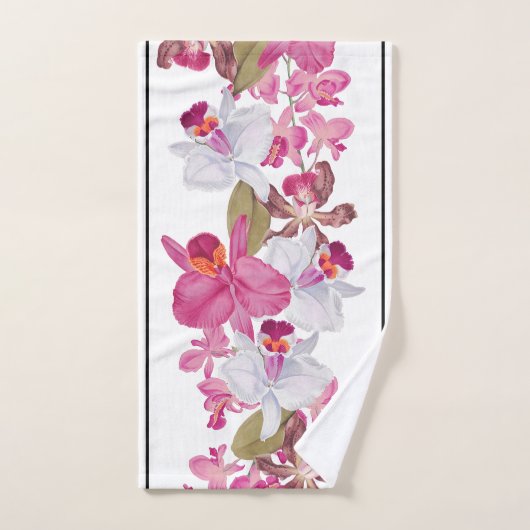  Orchid Flowers Striped Bath Towel Set Bad Handdoek (Handdoek)