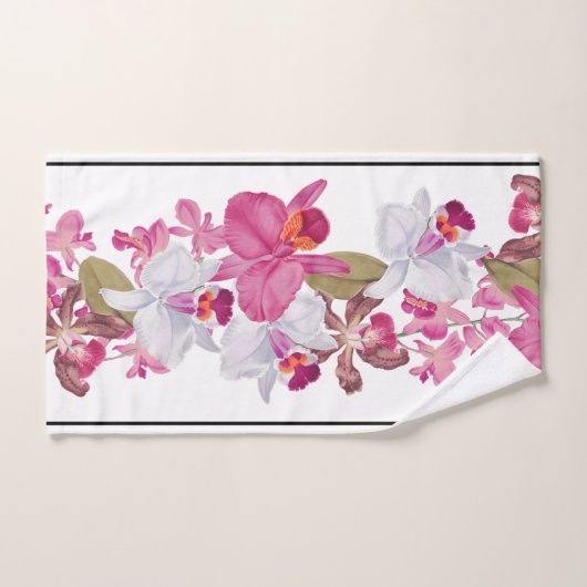  Orchid Flowers Striped Bath Towel Set Bad Handdoek (Handdoek)
