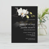 Orchid Foto van Black Wedding Invitation Kaart (Staand voorkant)