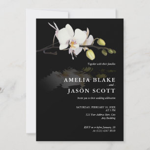 Orchid Foto van Black Wedding Invitation Kaart