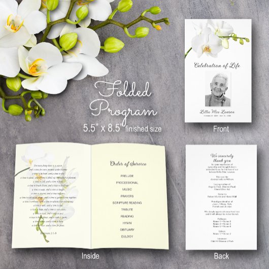 Orchid Funeral Program Celebration of Life Flyer