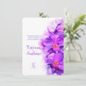 Orchid gestilied waterverf paarse bruiloft kaart (Staand voorkant)