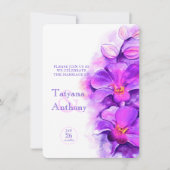 Orchid gestilied waterverf paarse bruiloft kaart (Voorkant)