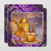 Orchid Gold Paarse Bridal Tea Kaart (Voorkant / Achterkant)