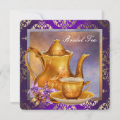 Orchid Gold Paarse Bridal Tea Kaart (Voorkant)