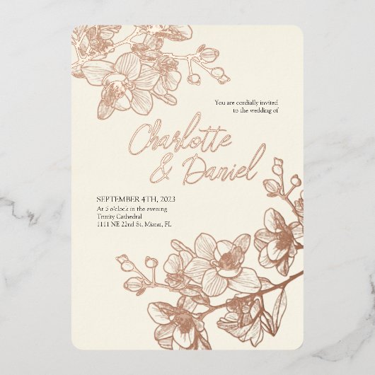 Orchid Golden Moments | Uitnodiging tot Folie van  (Voorkant)