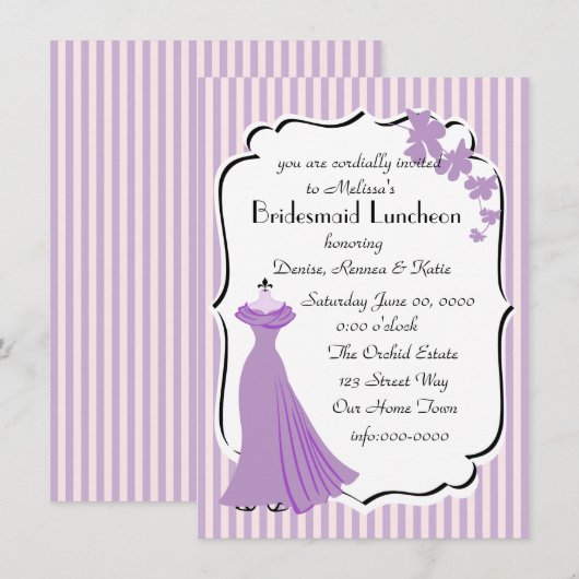 Orchid Gown Bridesmaid Kaart (Voorkant / Achterkant)