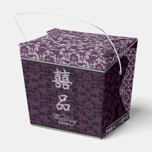 Orchid Gray Chinese Brocade Weddenschap Takeout Bedankdoosjes (Achterkant)