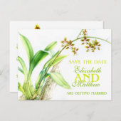 Orchid greenery beschilderde bloem, behalve de dat aankondigingskaart (Voorkant / Achterkant)