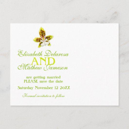 Orchid greenery beschilderde bloem, behalve de dat aankondigingskaart (Achterkant)