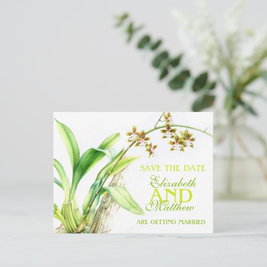 Orchid greenery beschilderde bloem, behalve de dat aankondigingskaart (Staand voorkant)