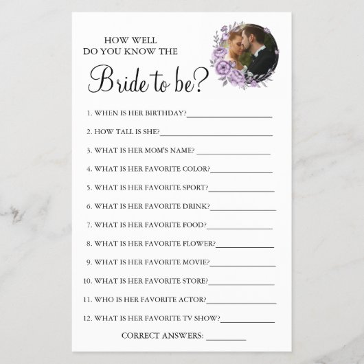 Orchid Hoe goed ken je de bride game card? Flyer (Voorkant)