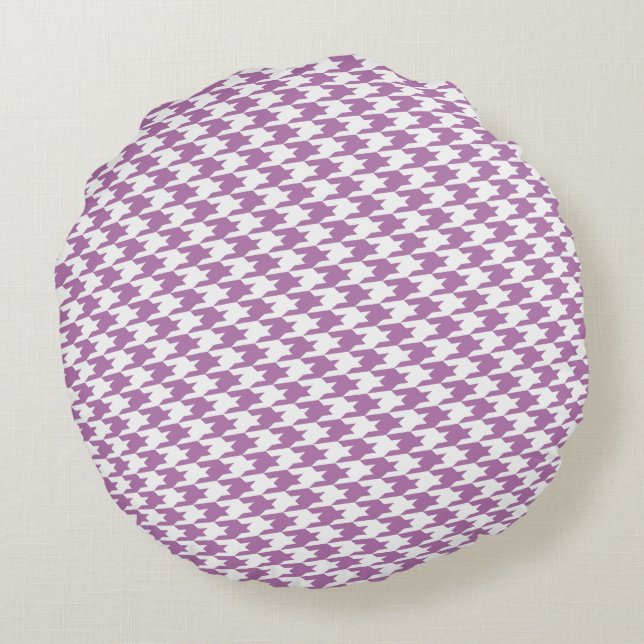 Orchid Houndstooth Pattern Round Pillow Rond Kussen (Achterkant)