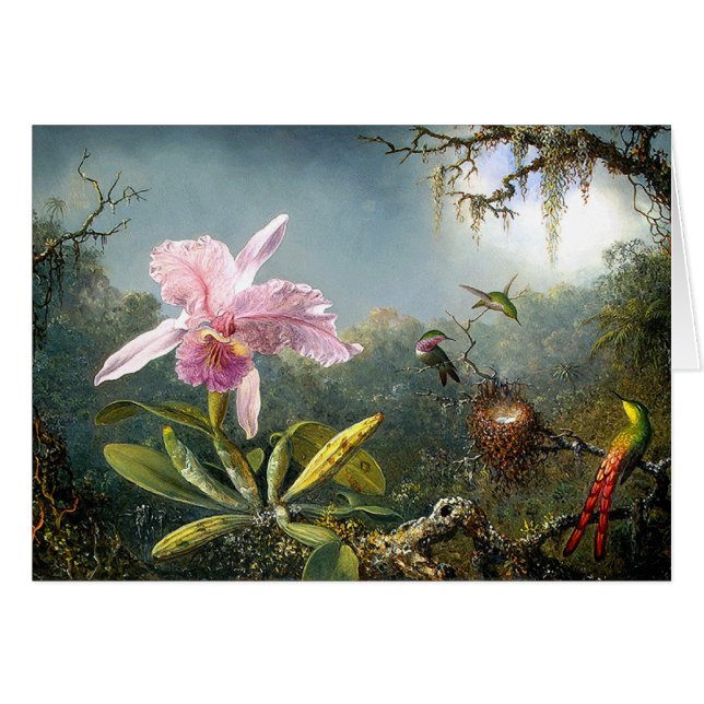 Orchid & Hummingbird Card (Voorkant Horizontaal)