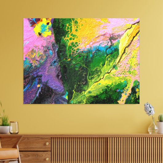 "Orchid in blooms #1", abstract, psychedelic Canvas Afdruk (Insitu (Woonkamer))