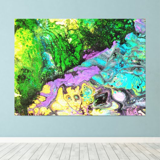 "Orchid in blooms #3",abstract, psychedelic Canvas Afdruk (Insitu (Houten vloer))