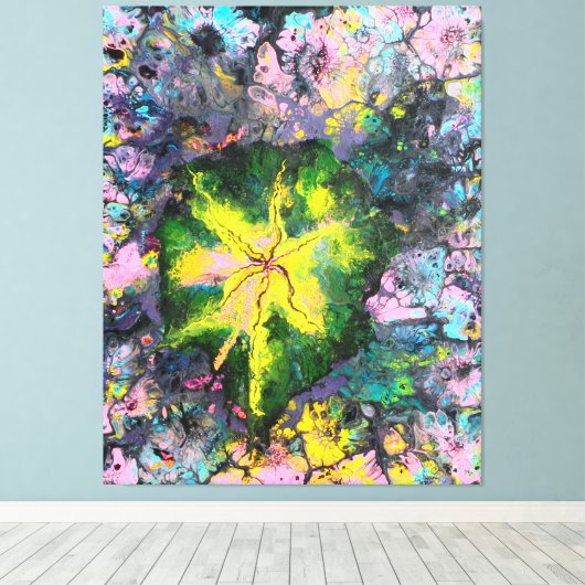 "Orchid In Blooms", abstract, psychedelic Canvas Afdruk (Insitu (Houten vloer))