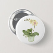 Orchid in een Green Pot Waterverf Badge Ronde Button 5,7 Cm (Voorkant /achterkant)