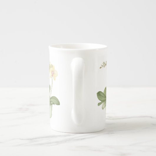 Orchid in Green Pot in Botanical Bone China Mok (Achterkant)