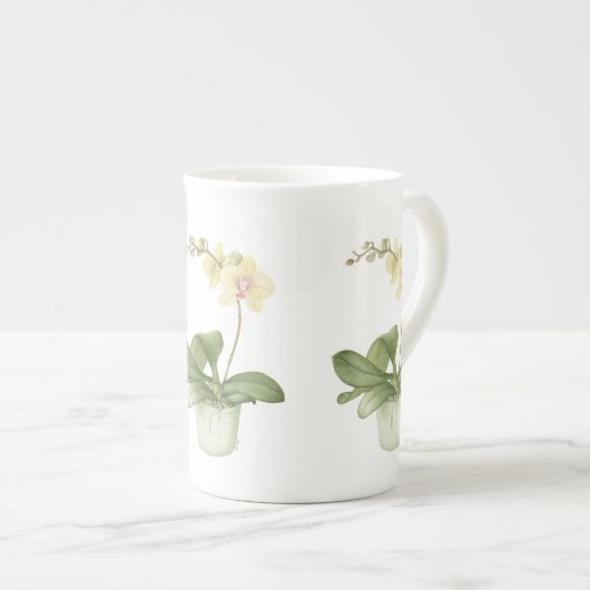 Orchid in Green Pot in Botanical Bone China Mok (Voorkant rechts)