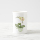 Orchid in Green Pot in Botanical Bone China Mok (Voorkant)