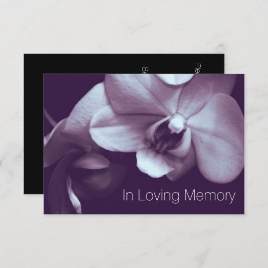 Orchid in Loving Memory Paars Celebration of Life Kaart (Voorkant / Achterkant)