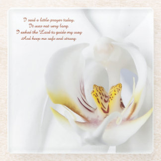 Orchid in White "A Little Prayer"-Onderzetter Glazen Onderzetter