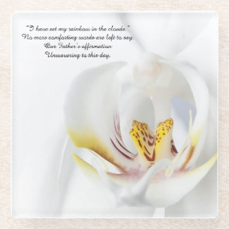 Orchid in White "Rainbow" Glazen Onderzetter