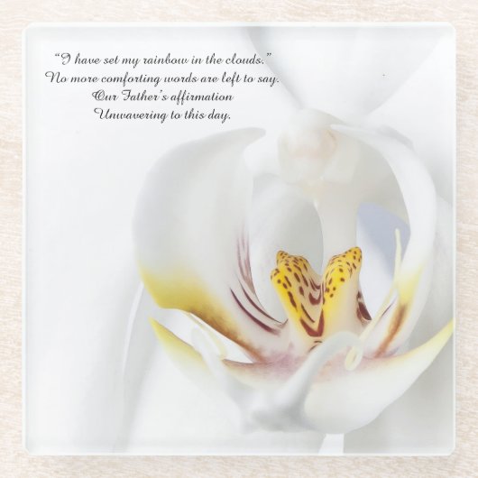 Orchid in White "Rainbow" Glazen Onderzetter (Voorkant)