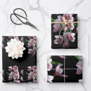 Orchid Insanity on Black Inpakpapier Vel