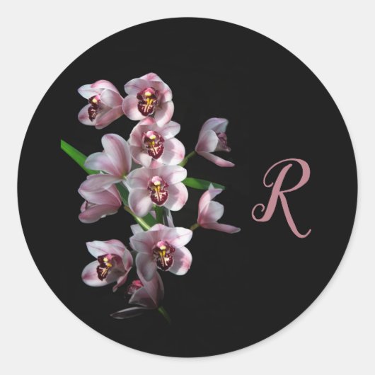 Orchid Insanity op zwart Ronde Sticker (Voorkant)