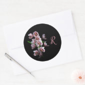 Orchid Insanity op zwart Ronde Sticker (Envelop)