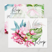 Orchid Isle, Roze Palm RSVP met keuzevrijheid Uitnodiging Briefkaart (Voorkant / Achterkant)