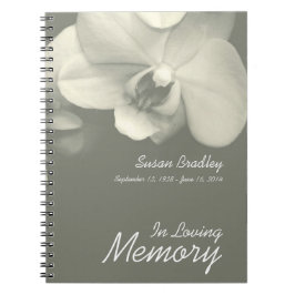 Orchid Kaki Floral Photography Funeral Guest Book Notitieboek