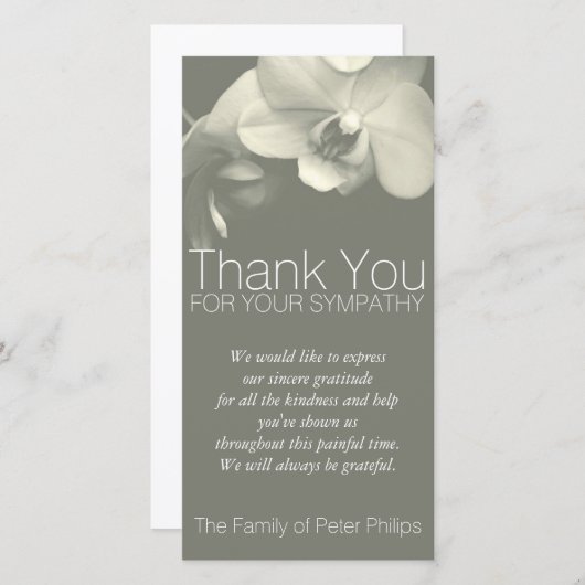 Orchid Kaki Sympathie Hartelijk dank Bedankkaart (Voorkant / Achterkant)
