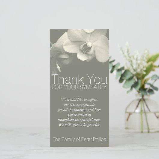 Orchid Kaki Sympathie Hartelijk dank Bedankkaart (Staand voorkant)