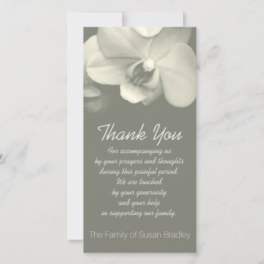 Orchid Kaki Sympathie Hartelijk dank Bedankkaart (Voorkant)