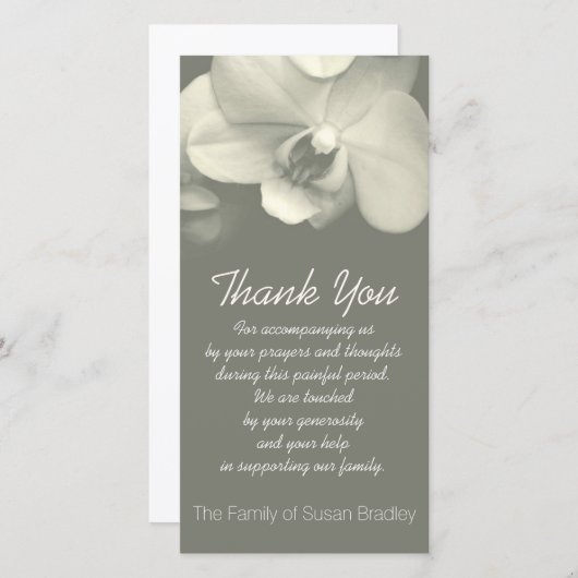 Orchid Kaki Sympathie Hartelijk dank Bedankkaart (Voorkant / Achterkant)